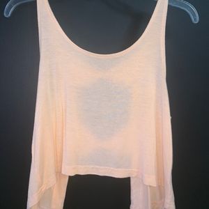 womens coral open back crop top